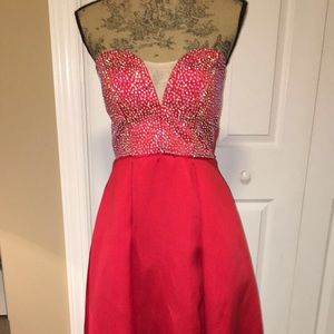 Red prom dress with crystals